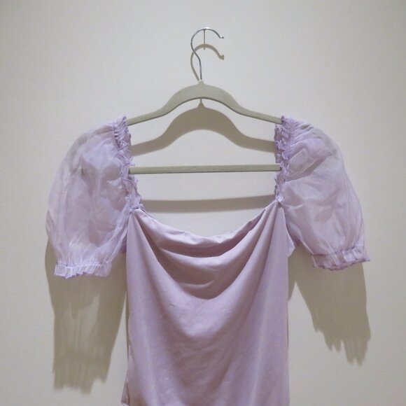 PRINCESS POLLY Girl In Love Bodysuit in Lilac Pastel Feminine Puff Sleeve Fairy - Picture 4 of 13